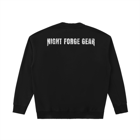 Night Forge Gear,Drop Shoulder Sweatshirt,Heavyweight Crewneck,Oversized Crewneck,Unisex Crewneck Sweatshirt,Thick Cotton Blend Sweatshirt,Streetwear Crewneck,Gym Lifestyle Apparel,Training Layer,Minimalist Fitness Wear