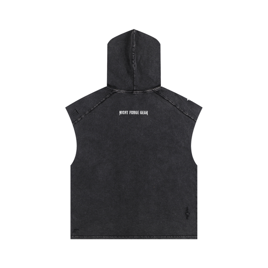Night Forge Gear,Dominate Tank Hoodie,Snow Washed Hoodie,Sleeveless Hoodie,Boxy Tank Top,Gym Hoodie Tank,Unisex Gym Apparel,Streetwear Fitness,Sleeveless Hooded Shirt,Washed Athletic Tank